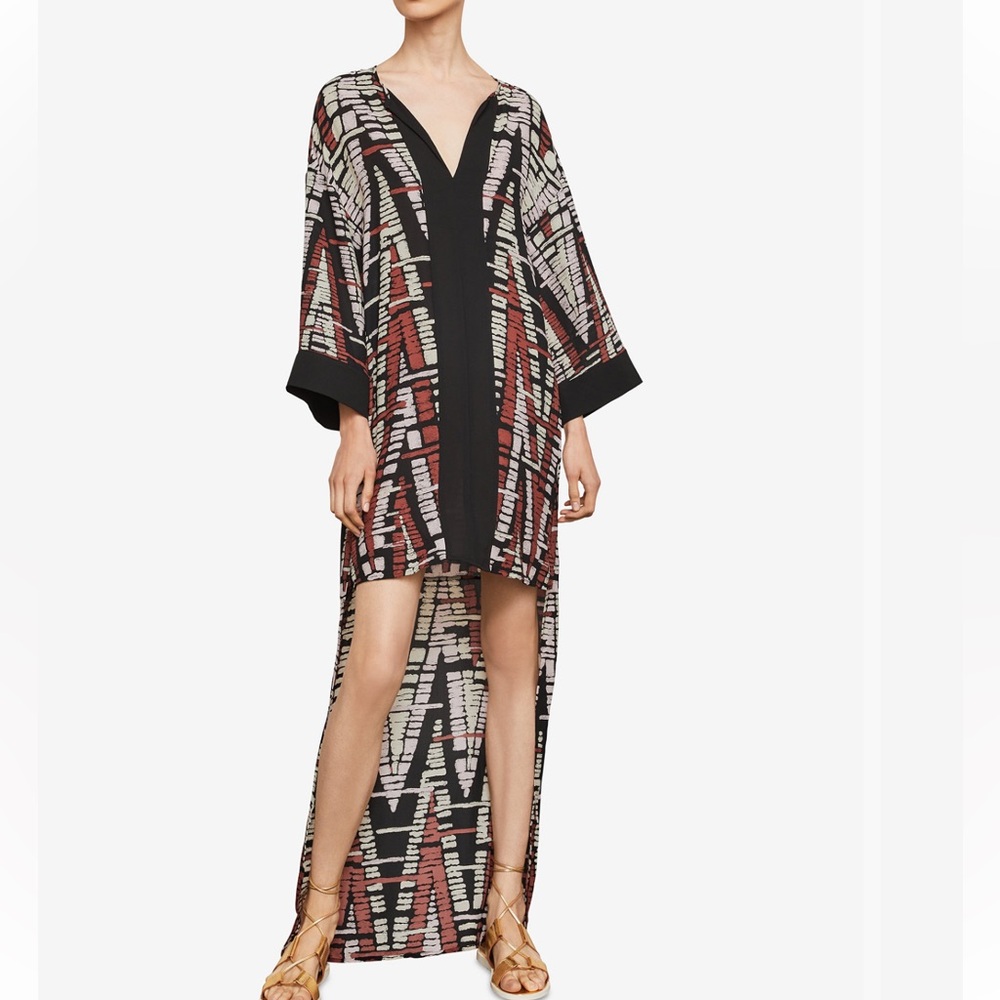 BCBGMaxAzria Black and Red Abstract Top dress